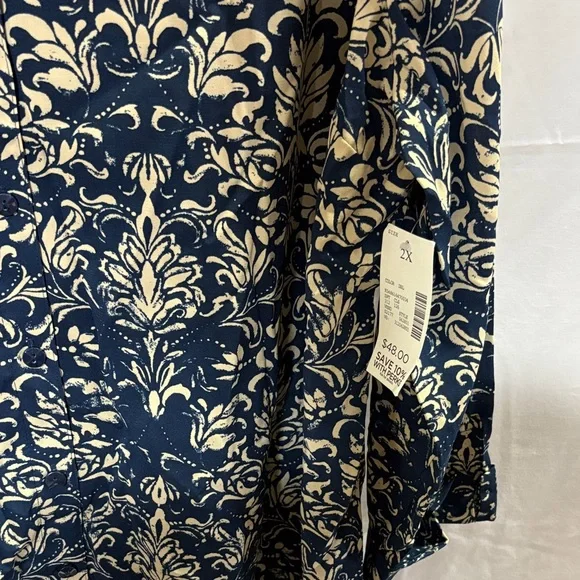 Catherines Navy and Cream Floral Damask Tunic - Picture 7 of 7